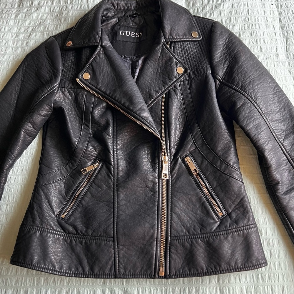 GUESS Quilted Black Leather Jacket
